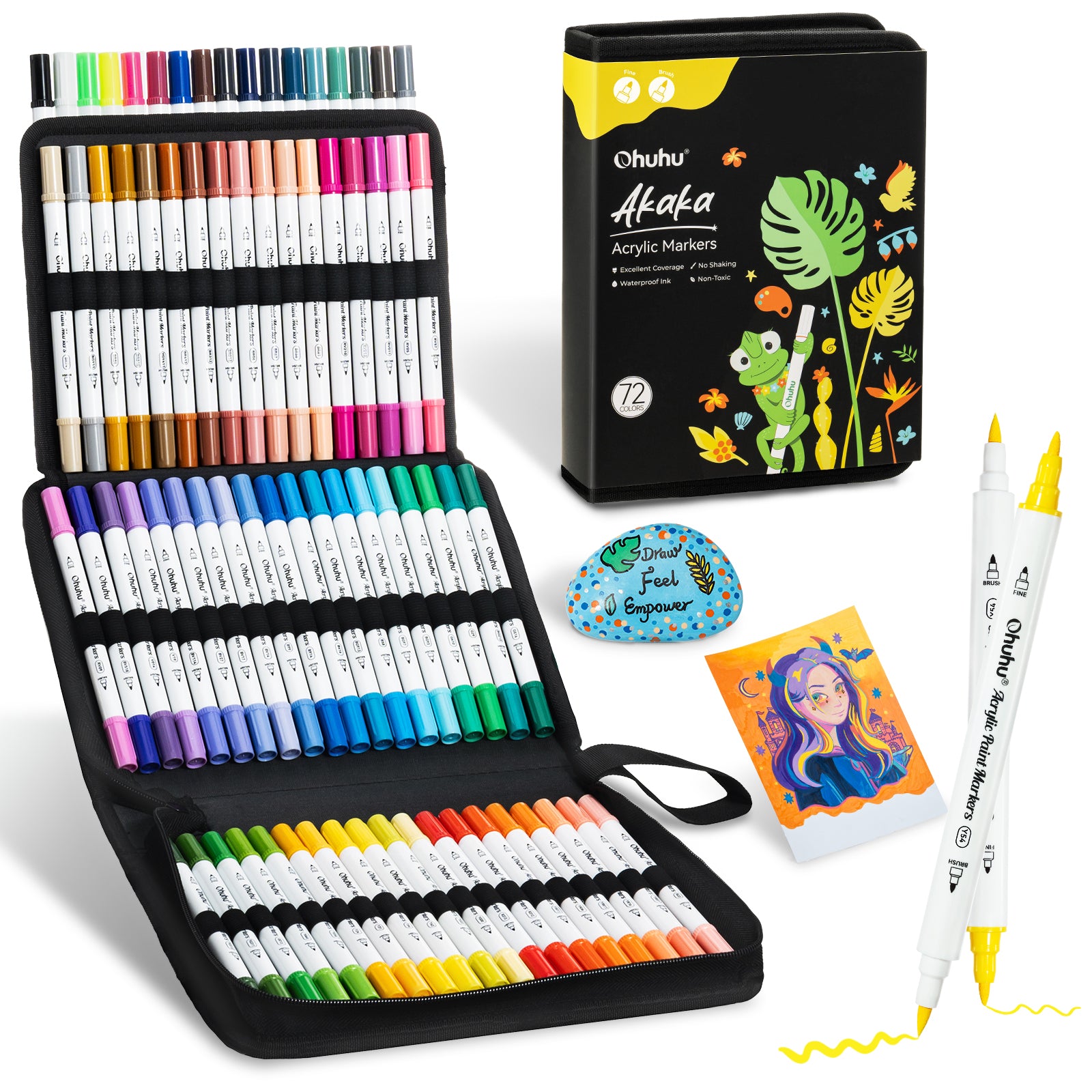 Ohuhu アクリルマーカー 72色セット 中綿式