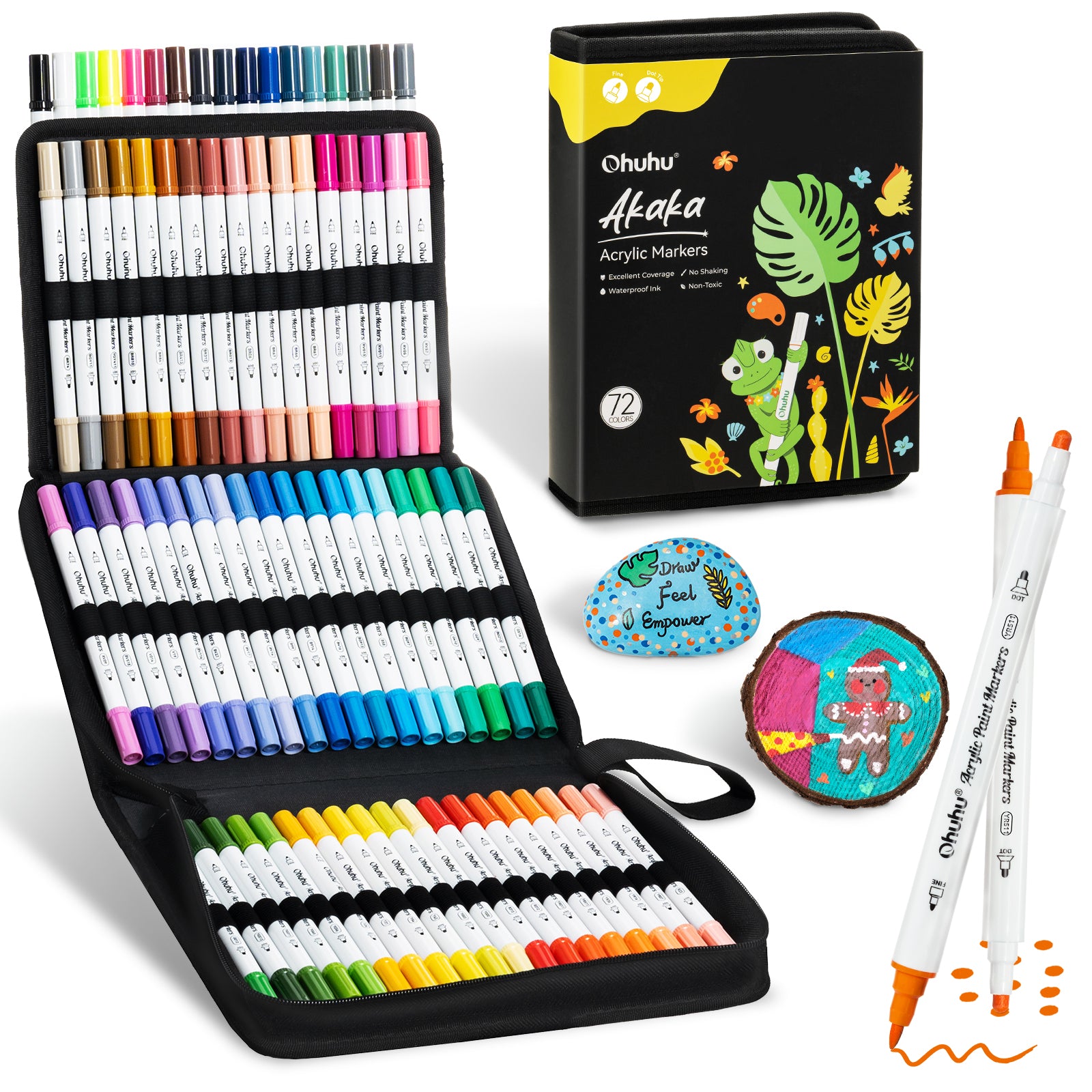 Ohuhu アクリルマーカー 72色セット 中綿式