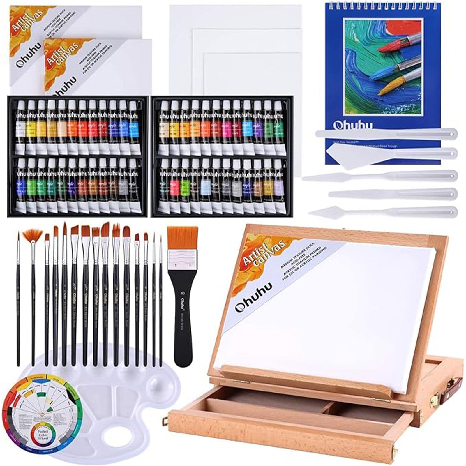 Ohuhu アクリル絵の具 48色 78点セット