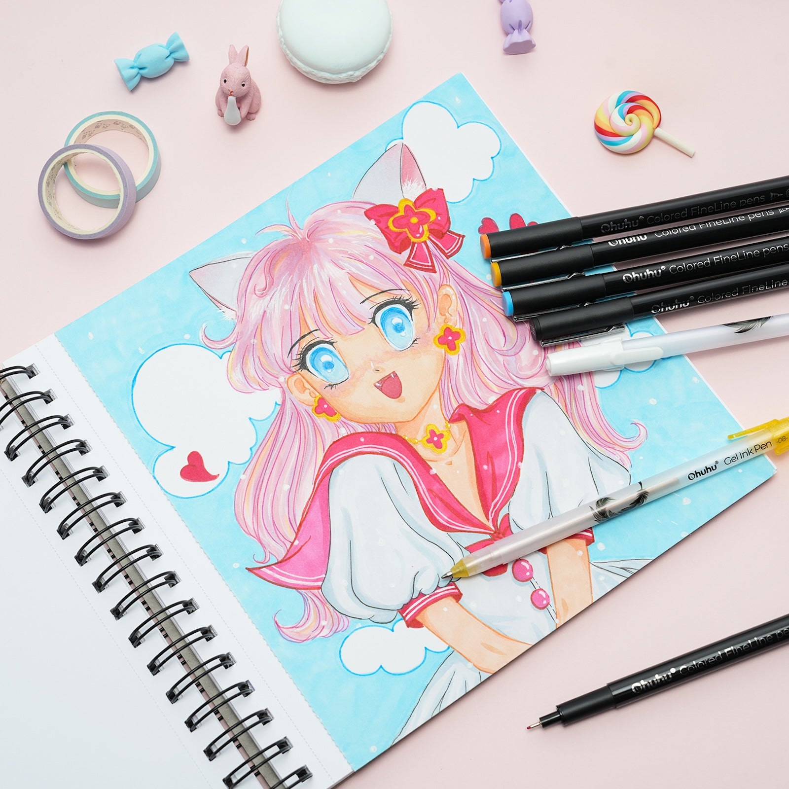 Ohuhu ミリペン 12色 18本セット