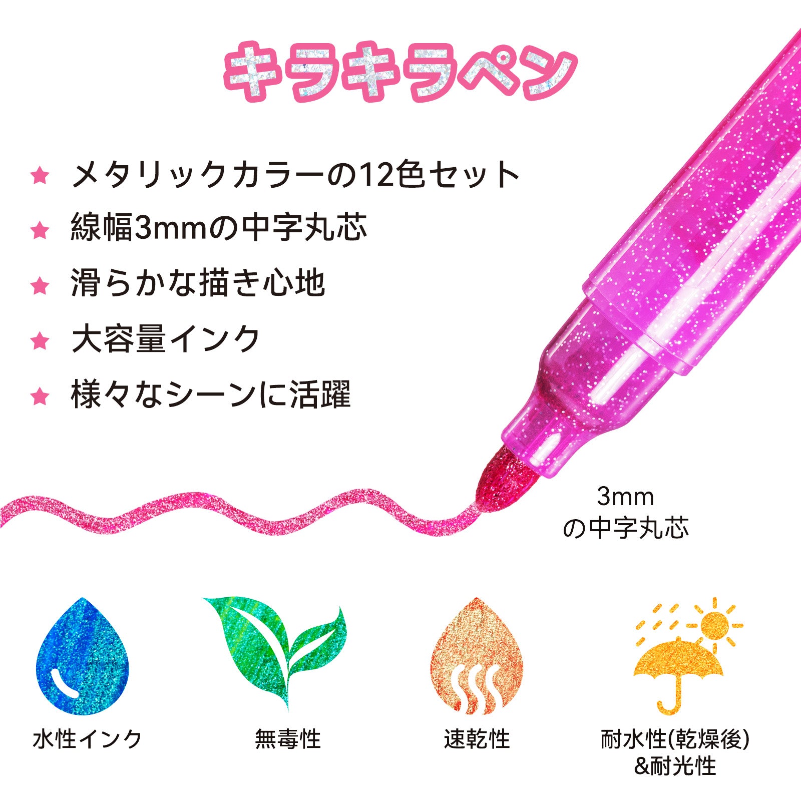 Ohuhu メタリックペン 12色セット