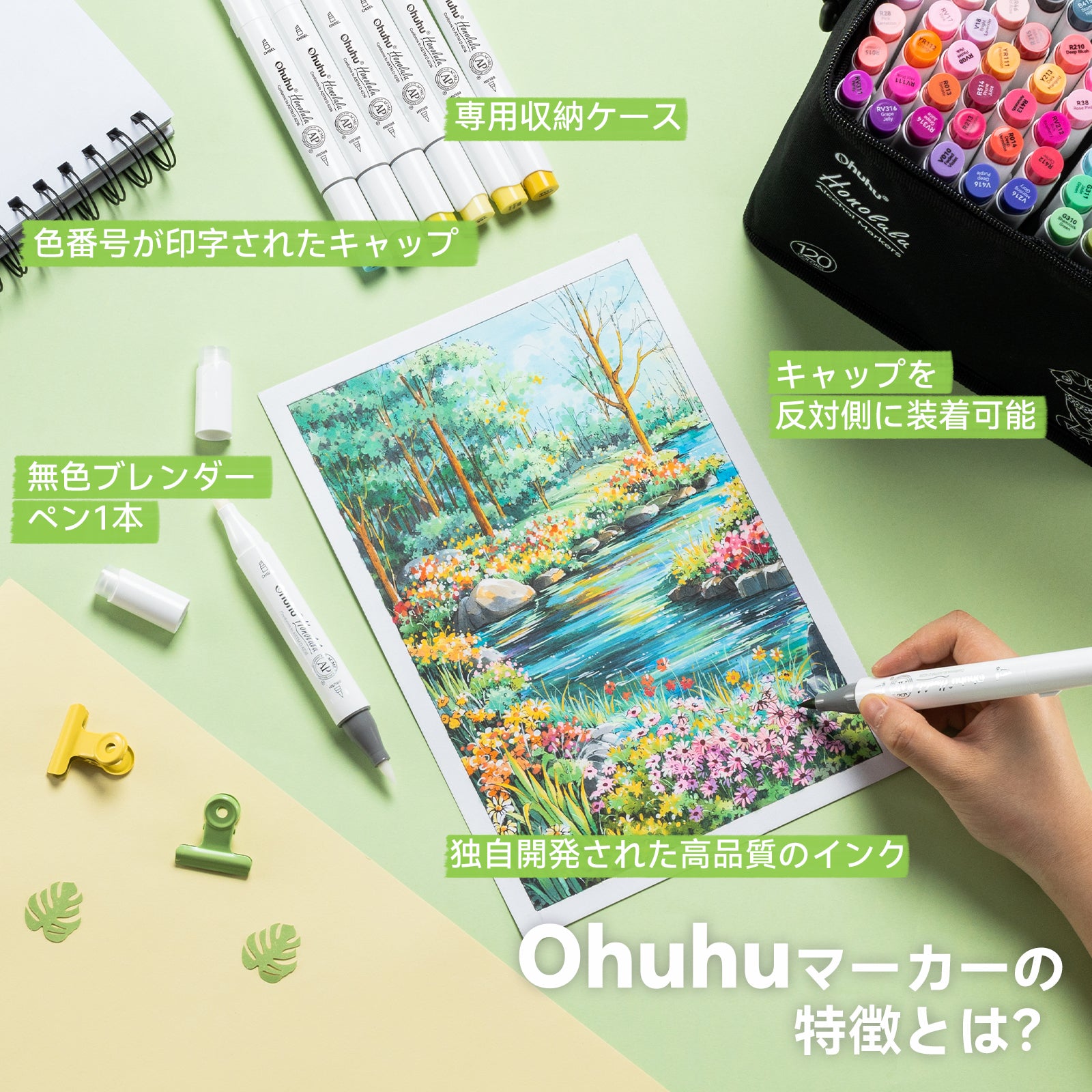 Ohuhu Honolulu イラストマーカー 120色