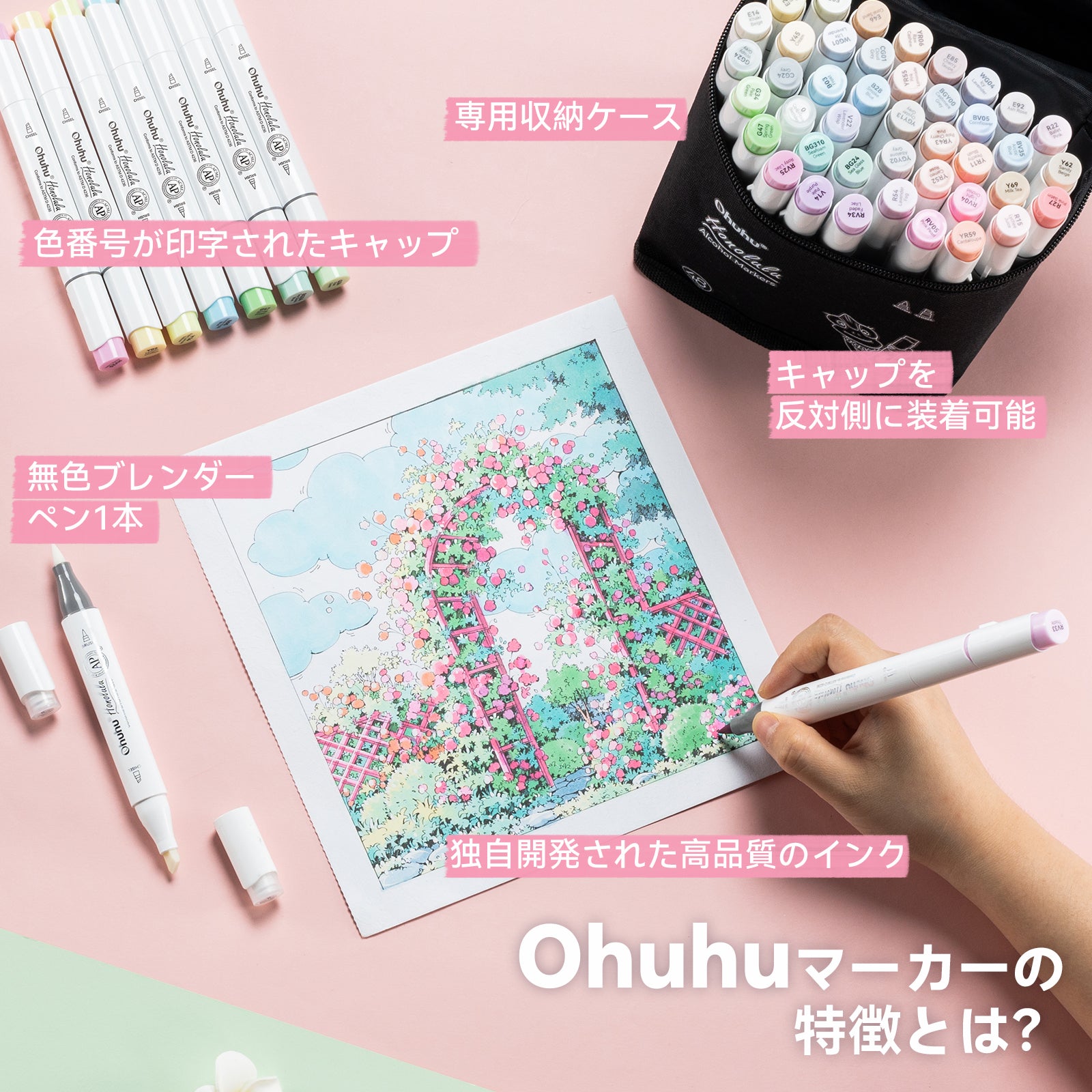 Ohuhu Honolulu イラストマーカー 48パステルカーラー Sweetness系