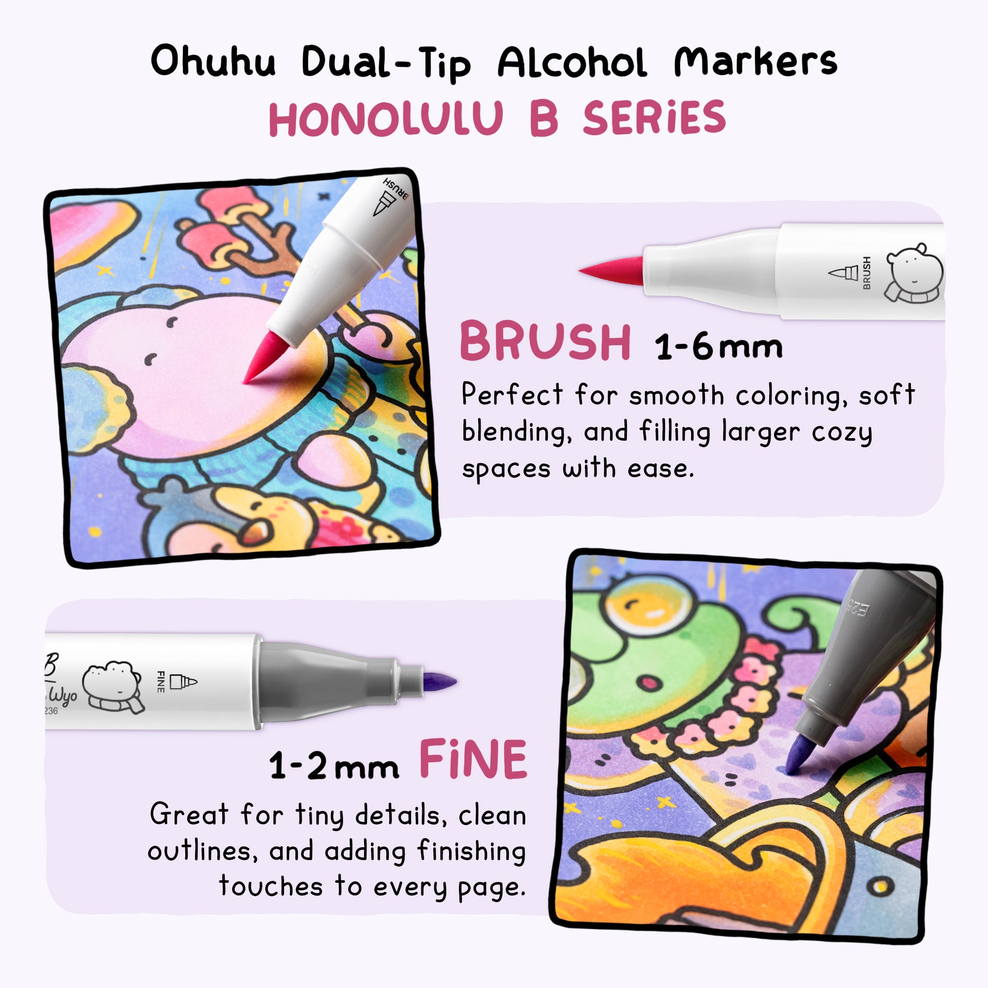 Ohuhu × Coco Wyo コラボ限定 イラストマーカー48色＋塗り絵ブック1冊セット