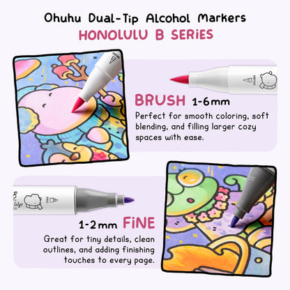 Ohuhu × Coco Wyo コラボ限定 イラストマーカー48色＋塗り絵ブック1冊セット