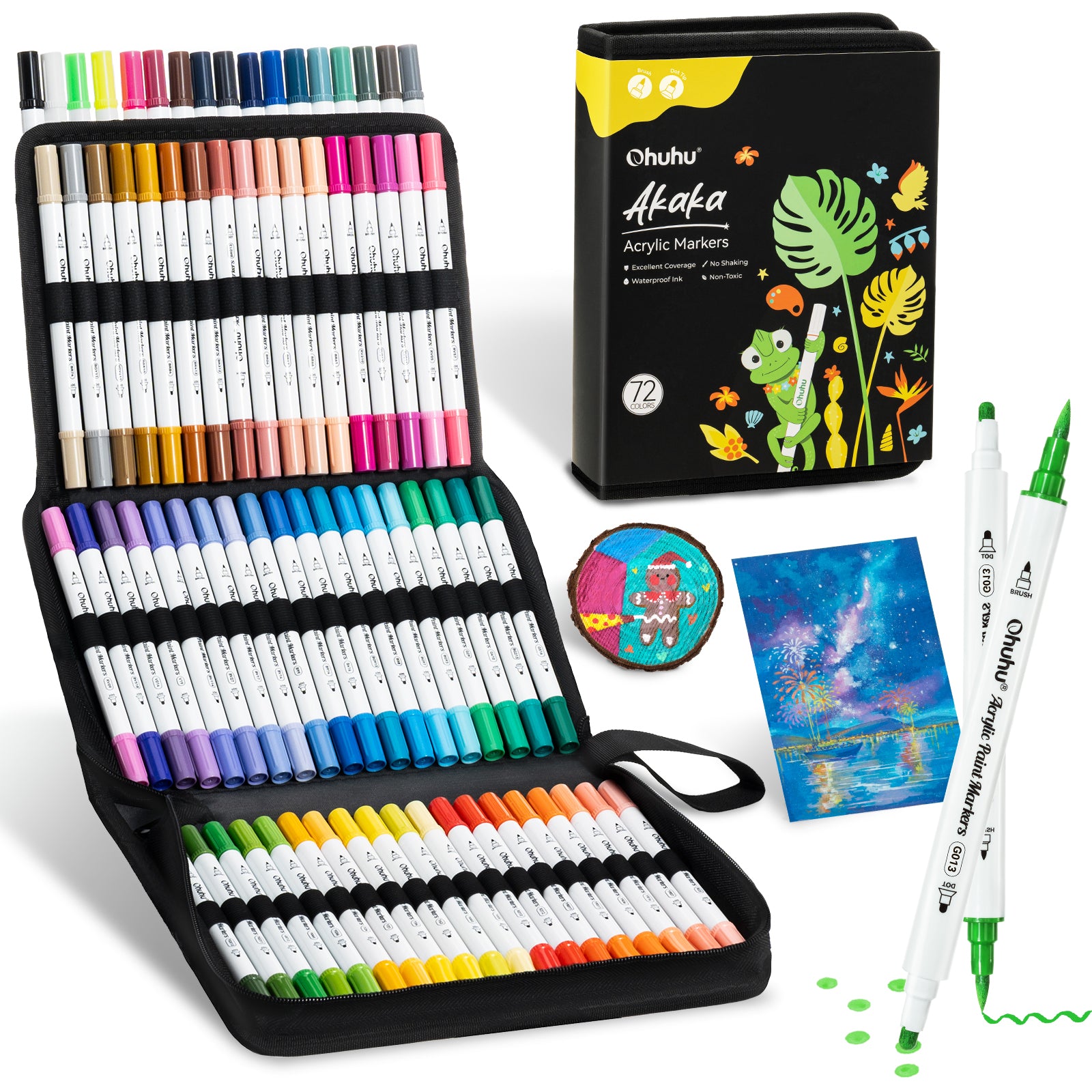 Ohuhu アクリルマーカー 72色セット 中綿式