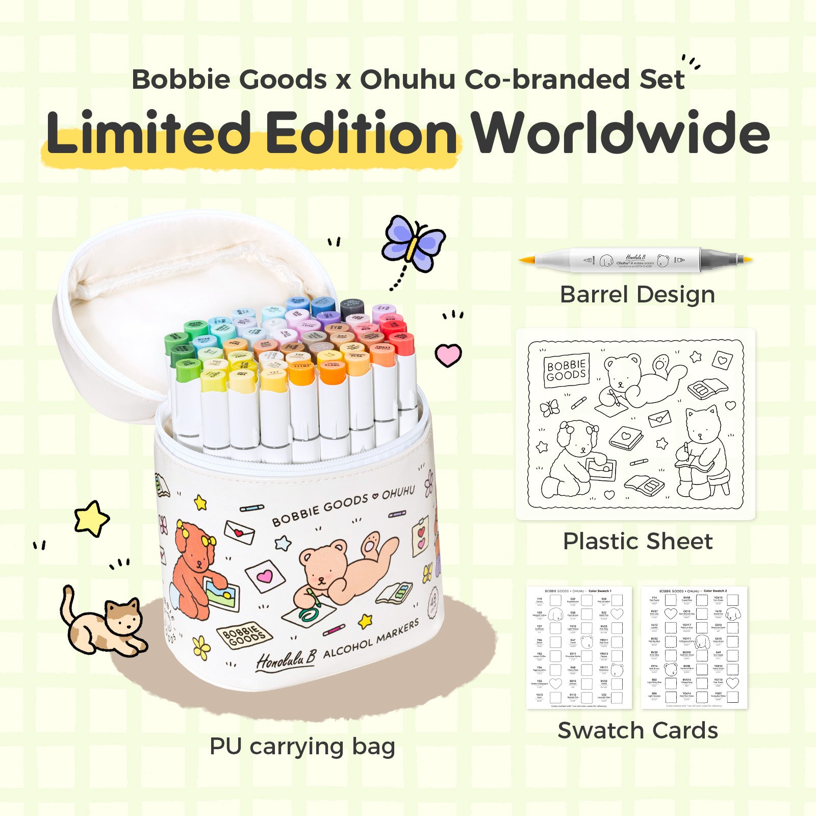 Ohuhu x Bobbie Goods イラストマーカー 48色 筆・細字