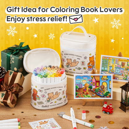 Ohuhu x Bobbie Goods イラストマーカー 48色 筆・細字