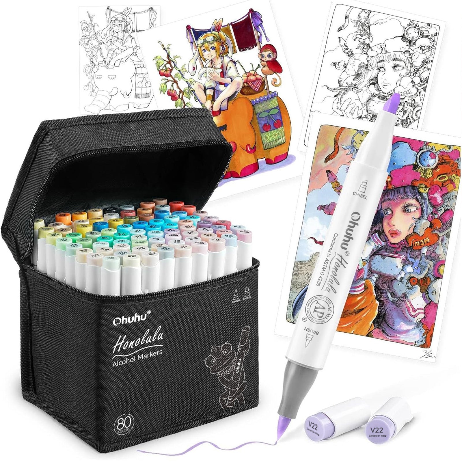 Ohuhu Honolulu イラストマーカー 80色