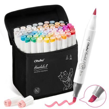Ohuhu Honolulu S 60色 イラストマーカー 筆・ソフトチゼル