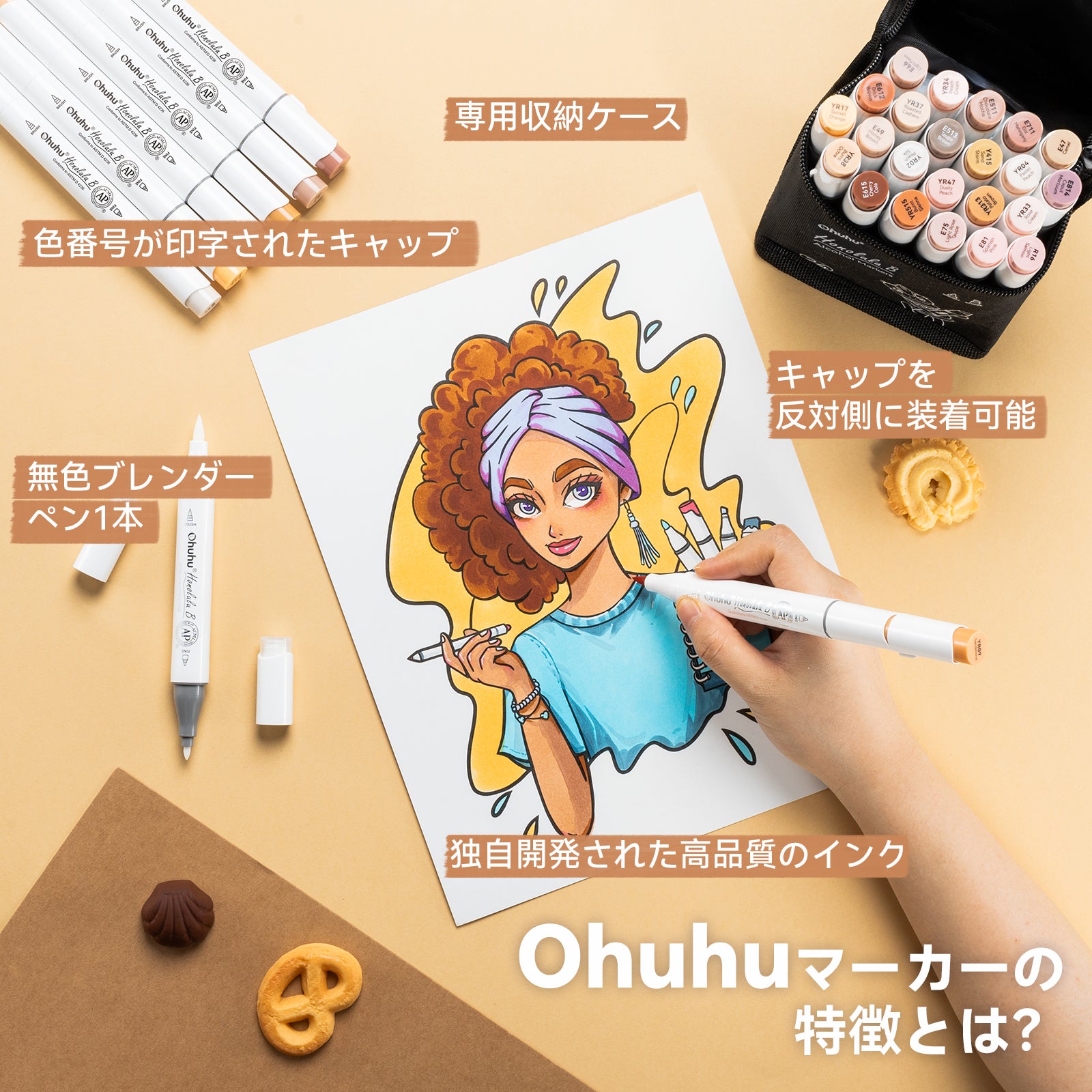 Ohuhu Honolulu イラストマーカー 24スキンカラー