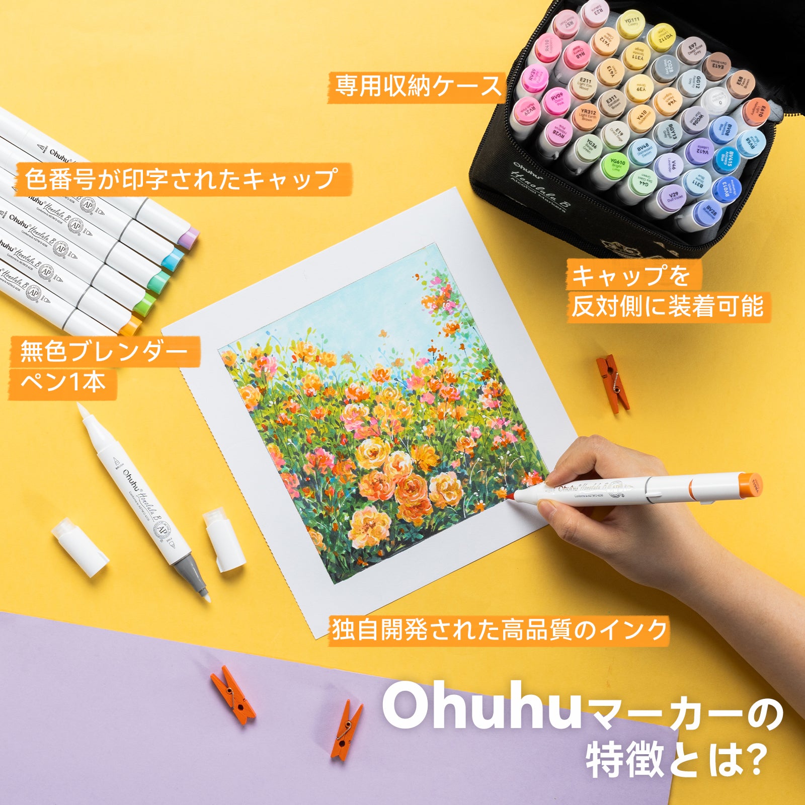 Ohuhu Honolulu イラストマーカー 48色 中間色