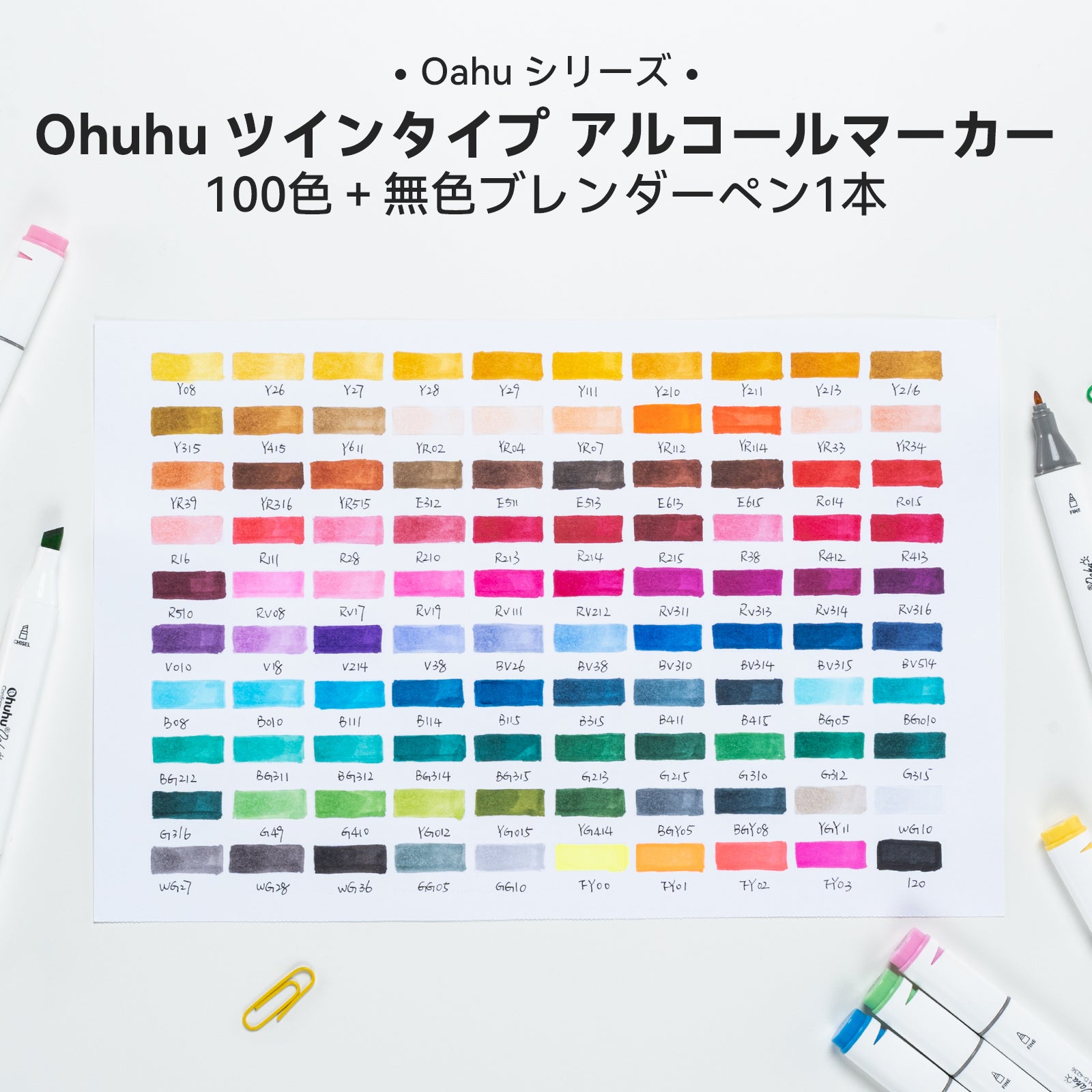 Ohuhu Oahu イラストマーカー 100色 太細両端 – Ohuhu Japan