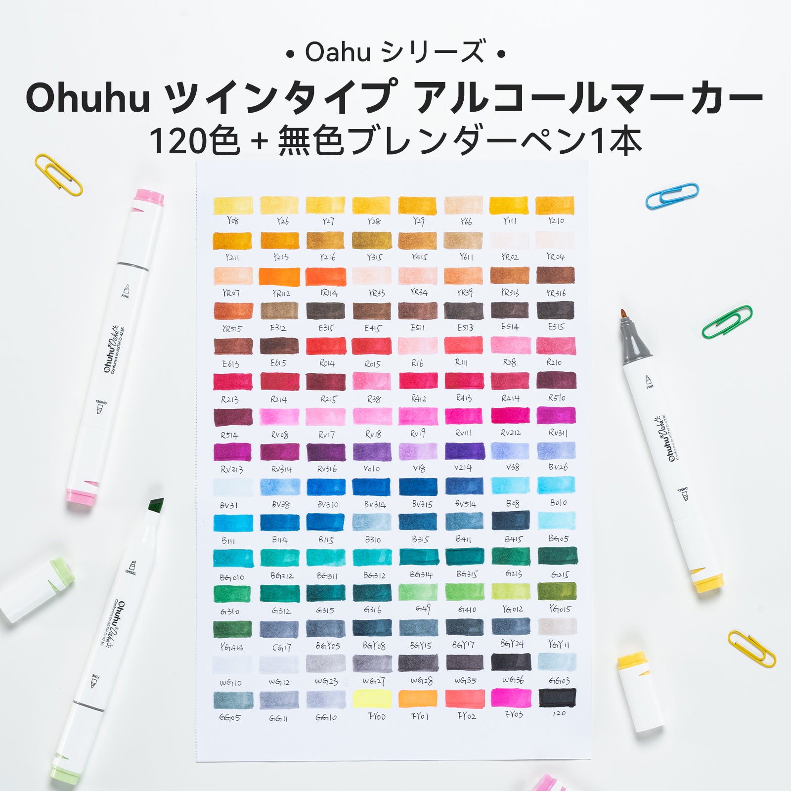 Ohuhu Oahu イラストマーカー 120色 太細両端