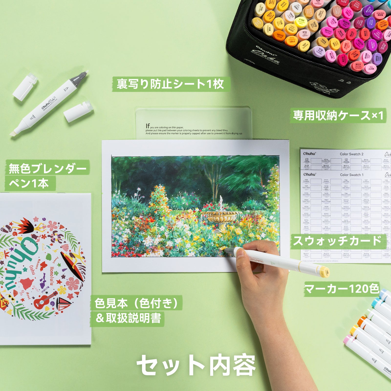 Ohuhu Oahu イラストマーカー 120色 太細両端
