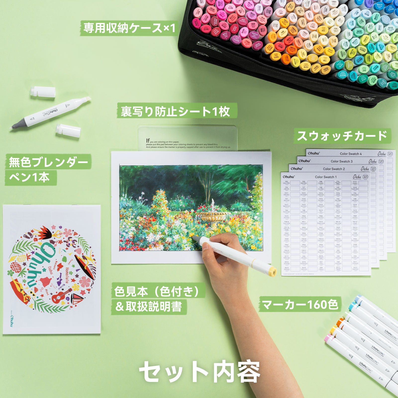 Ohuhu Oahu イラストマーカー 320色 太細両端