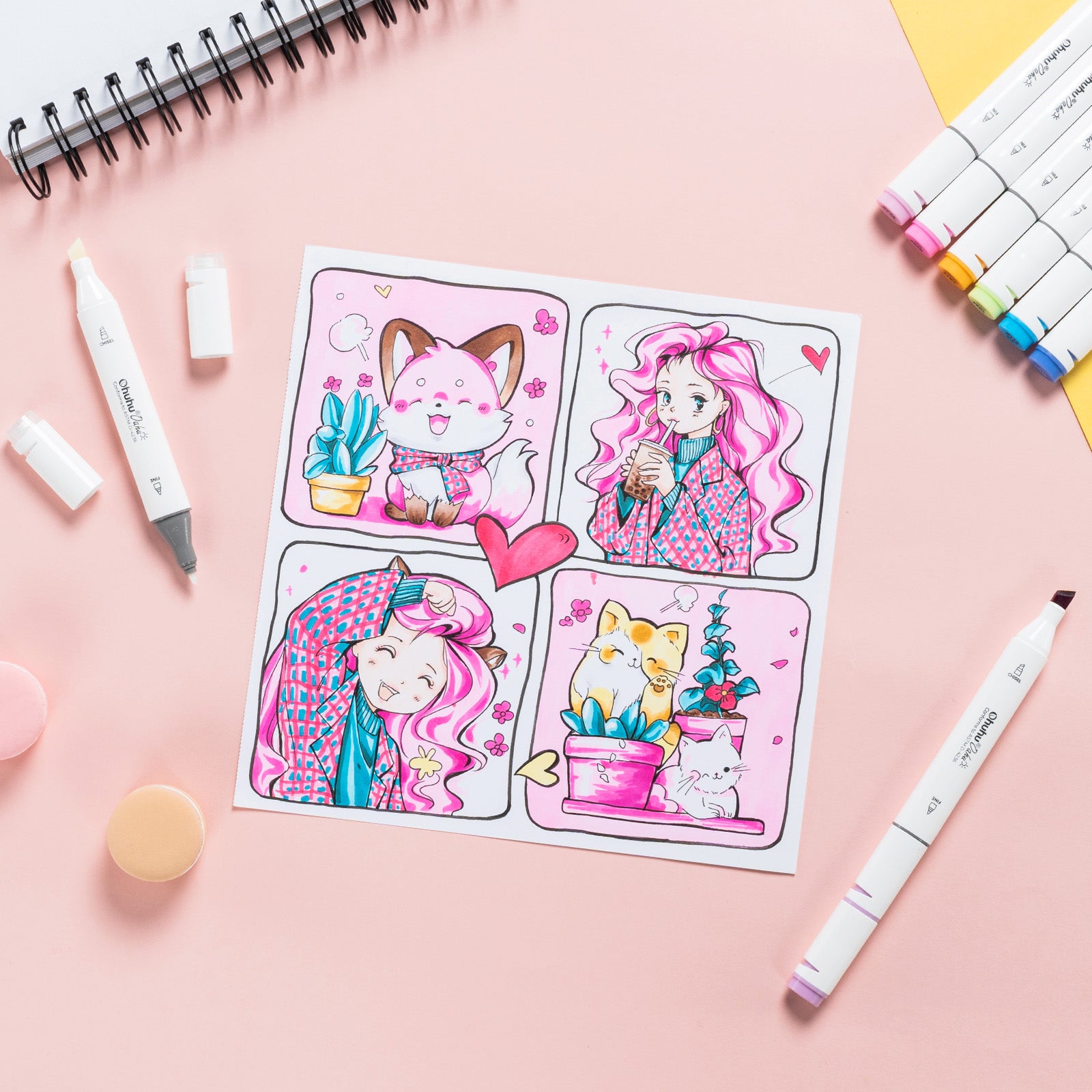 Ohuhu Oahu イラストマーカー 120色 太細両端 – Ohuhu Japan