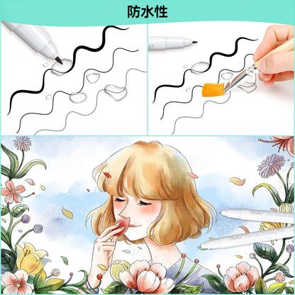 Ohuhu  ミリペン 黒 8本セット