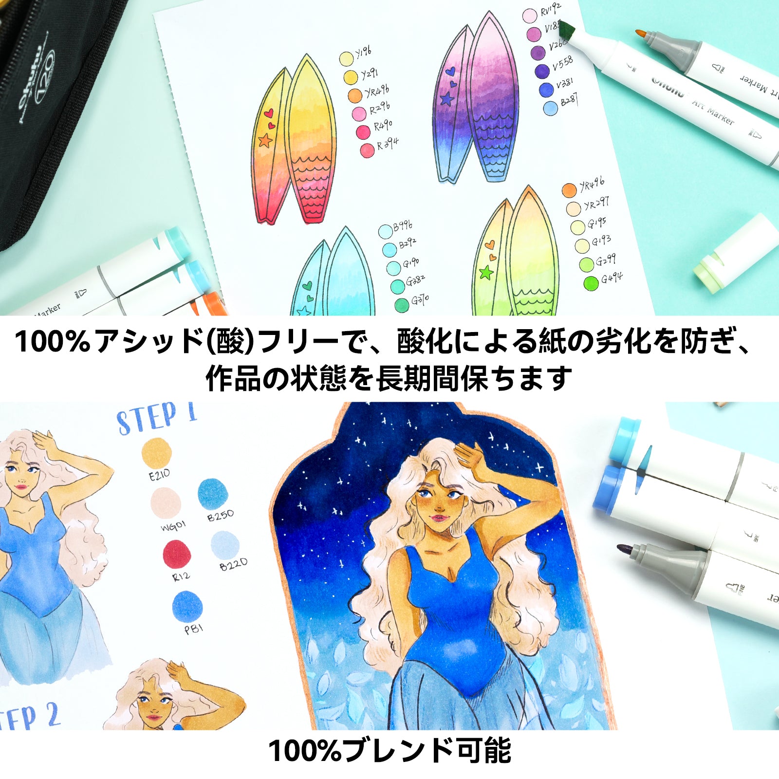 Ohuhu 両面使えるスケッチブック  天のり製本