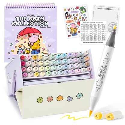 Ohuhu × Coco Wyo コラボ限定 イラストマーカー48色&塗り絵ブック1冊セット