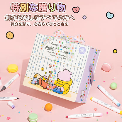 Ohuhu × Coco Wyo コラボ限定 イラストマーカー48色&塗り絵ブック1冊セット