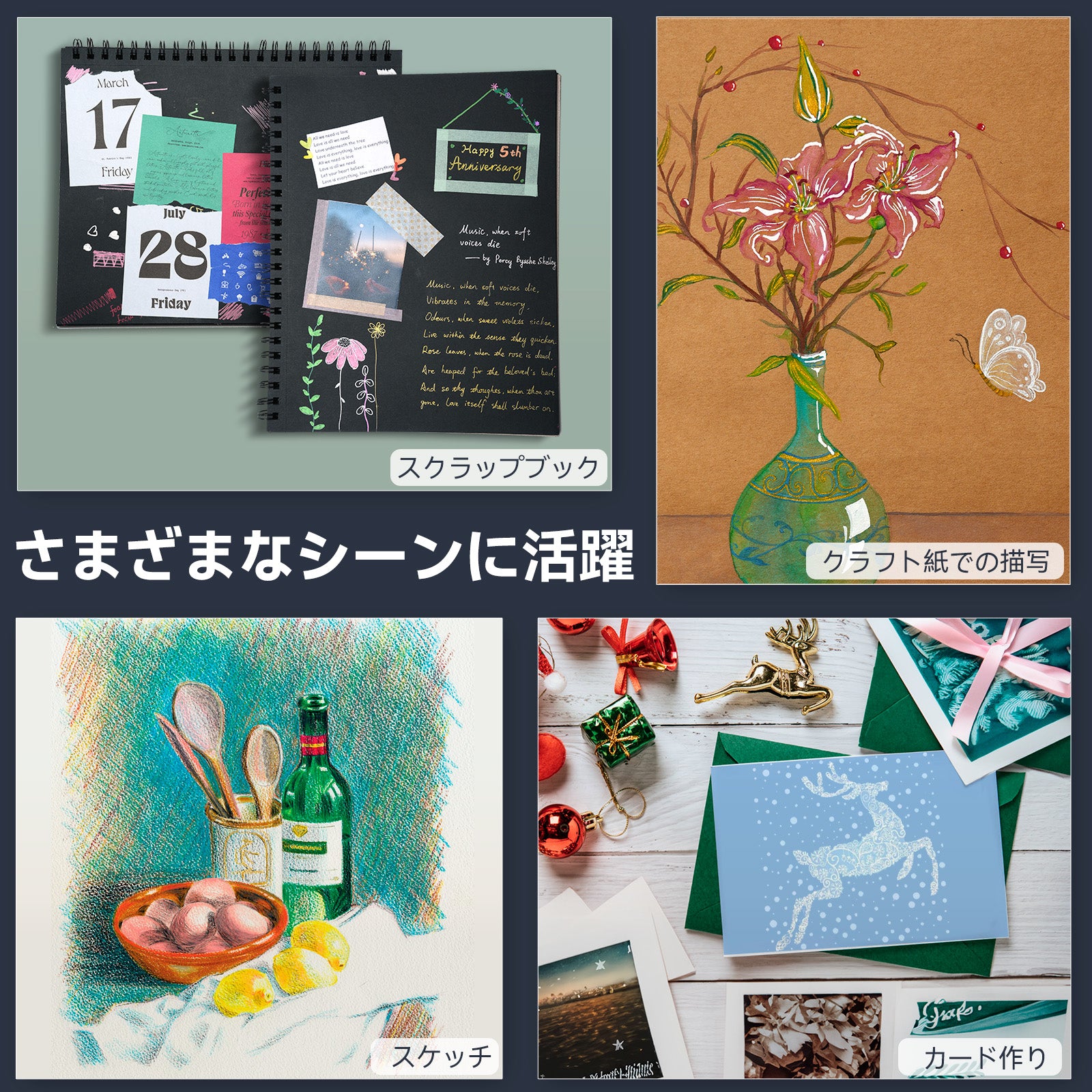 Ohuhu ゲルインクボールペン 12色