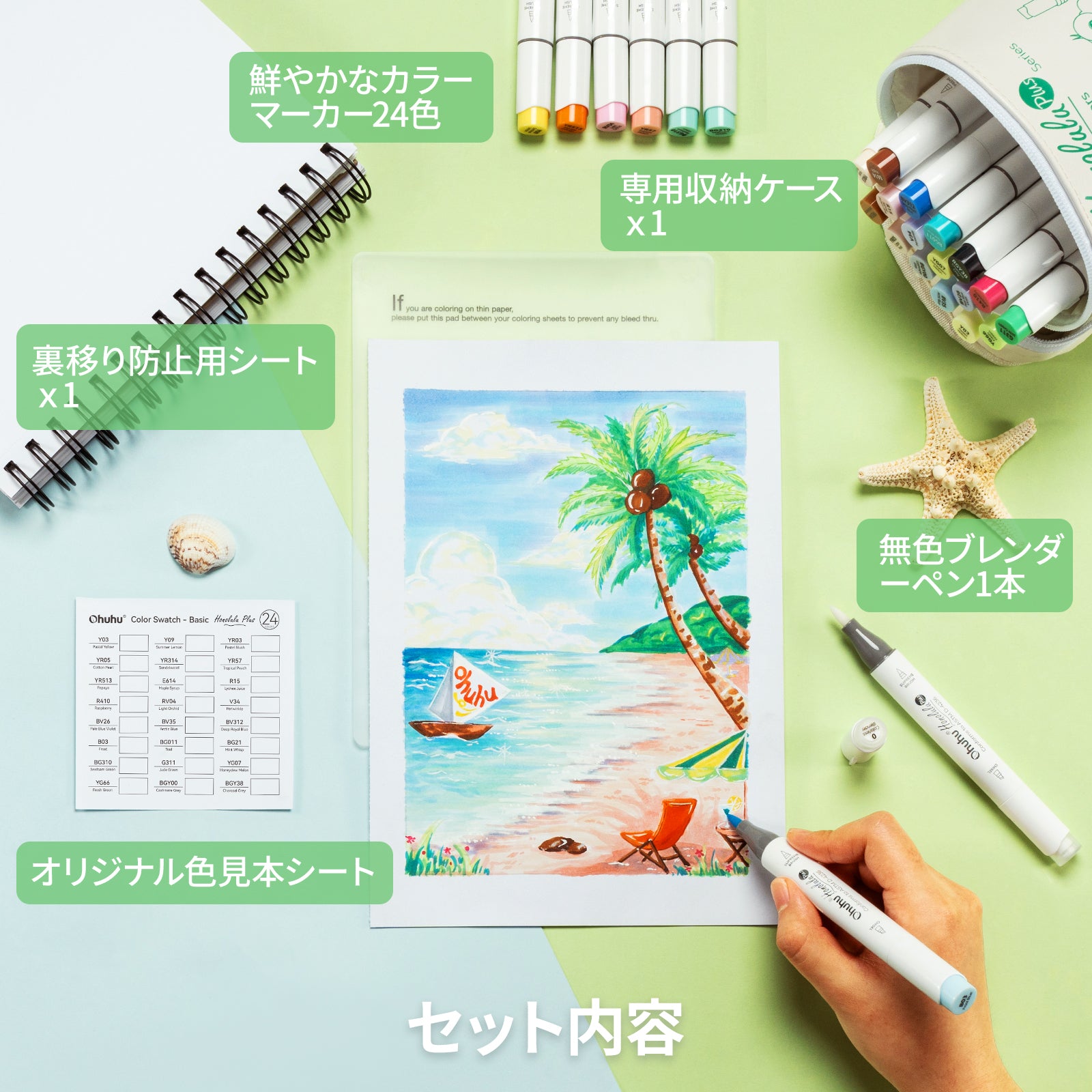 Ohuhu Honolulu Plus イラストマーカー プレミアムブラシ・太字