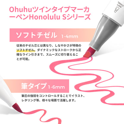 Ohuhu Honolulu S 60色 イラストマーカー 筆・ソフトチゼル