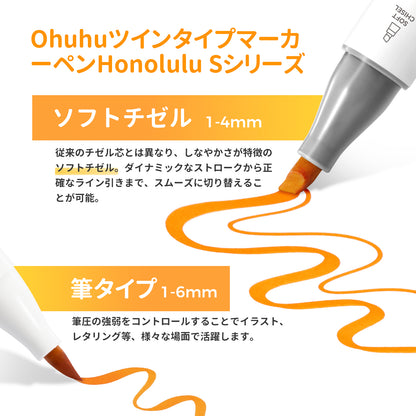 Ohuhu Honolulu S 48色 イラストマーカー  筆・ソフトチゼル