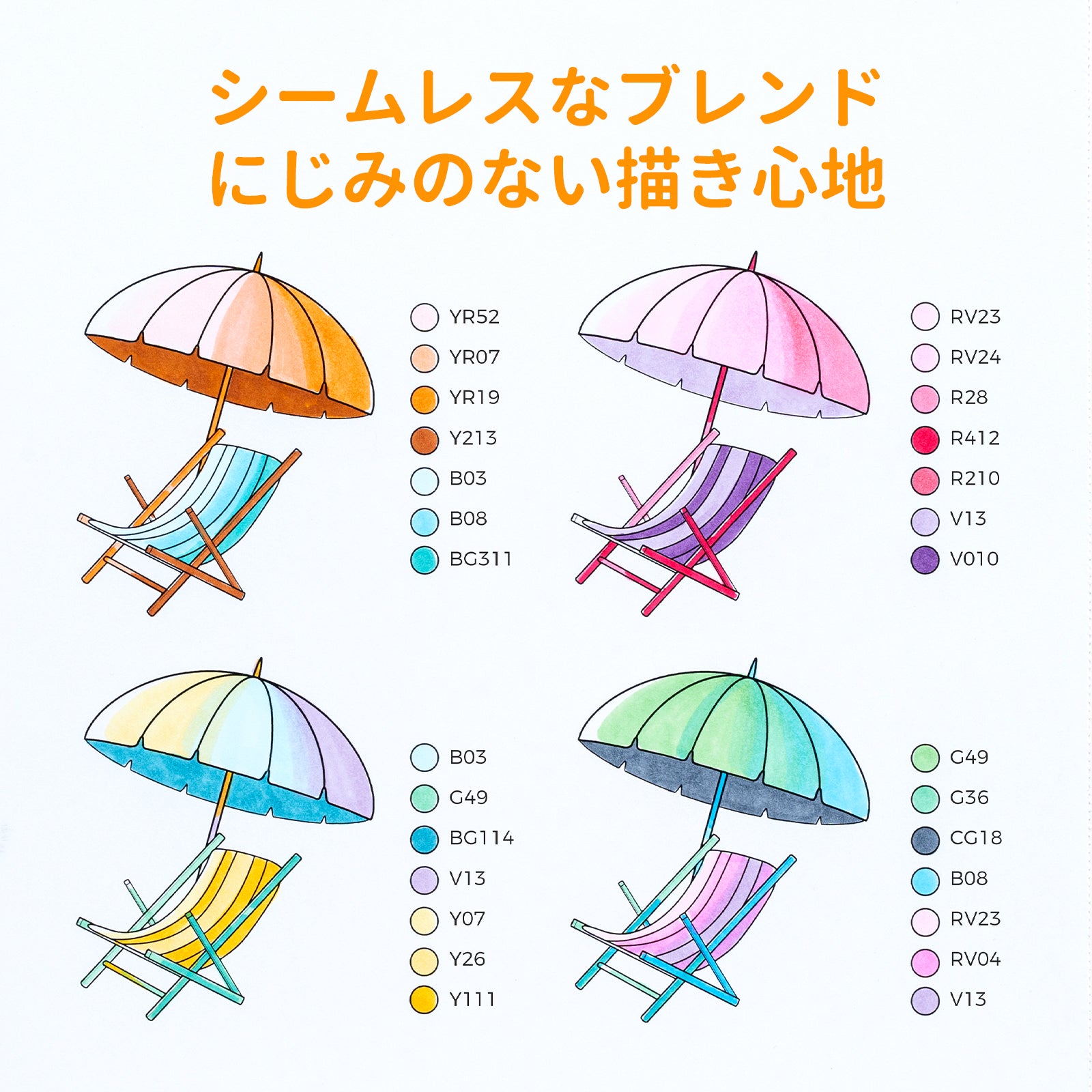 Ohuhu Honolulu S 48色 イラストマーカー  筆・ソフトチゼル