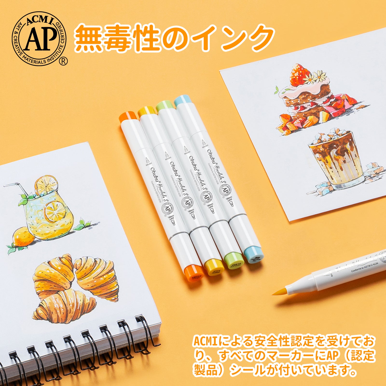 Ohuhu Honolulu S 48色 イラストマーカー  筆・ソフトチゼル