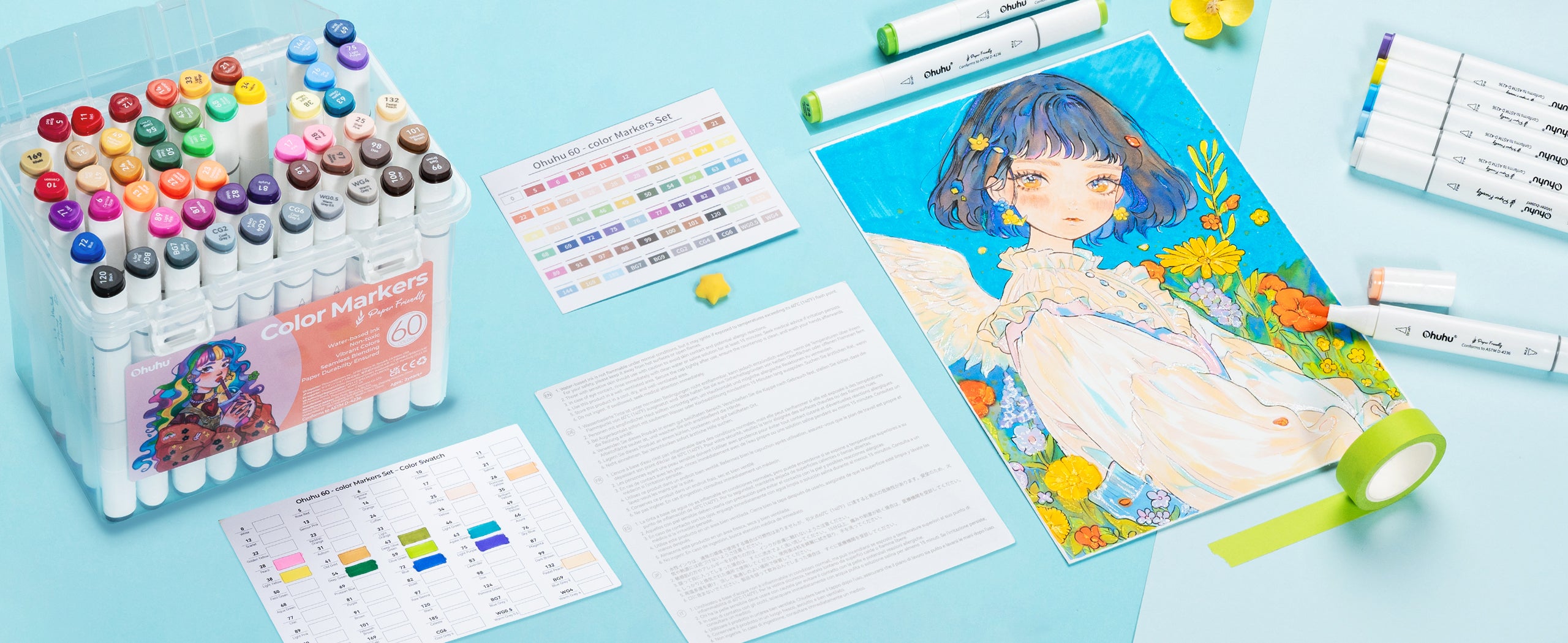 Ohuhu 紙にやさしい水性マーカー 60色 – Ohuhu Japan