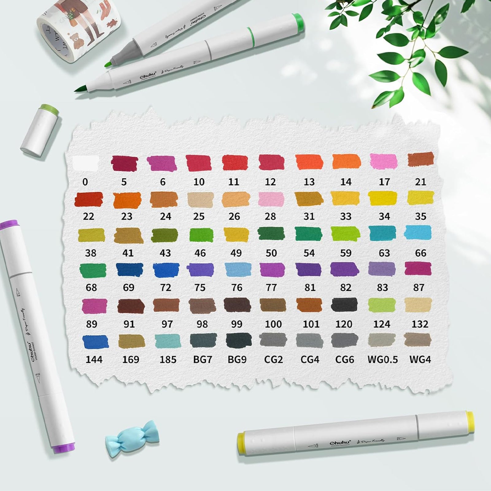 Ohuhu  紙にやさしい水性マーカー  60色