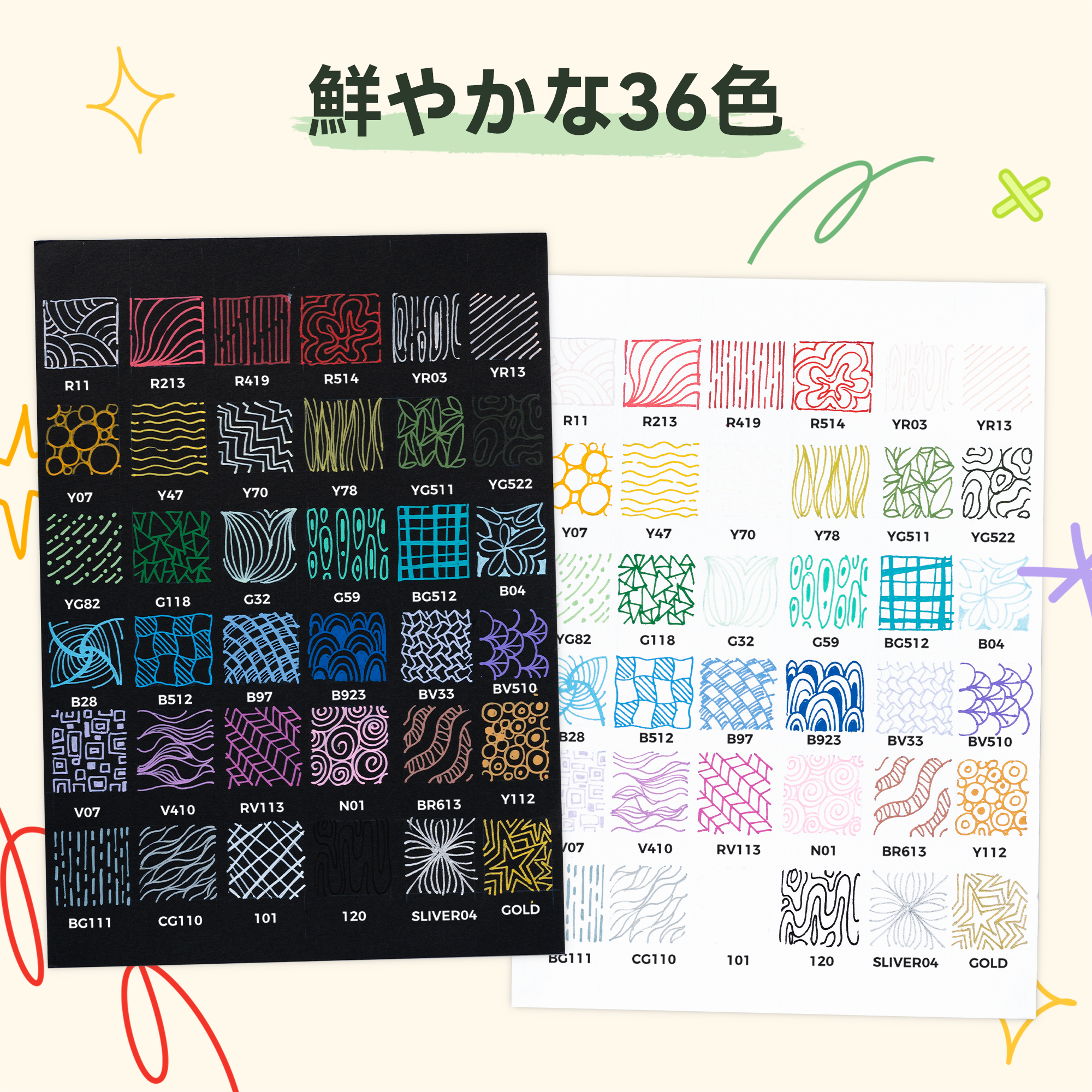 Ohuhu Wai Momiシリーズボールペンタイプアクリルマーカー36色セット