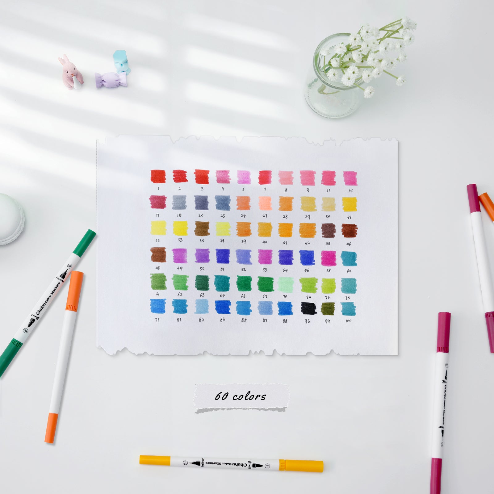 Ohuhu Maui 水性マーカー 60色  筆・極細